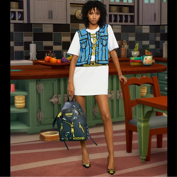 MOSCHINO X SIMS NWT runway leather pixel effect limited edition unisex back pack - Picture 12 of 16